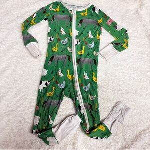 Little Sleepies Baby Size 18-24 Months  Green Farm Animals Bamboo Soft Sleepwear